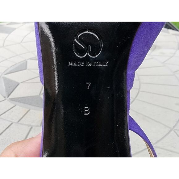 St. John Two Tone Suede Leather Buckle Ankle Strap Heels 7 - Picture 7 of 9